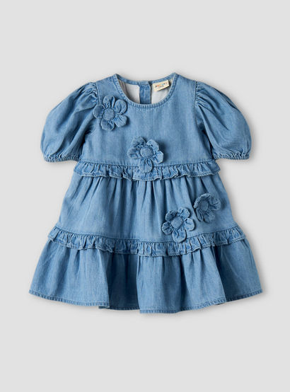 Juniors Round Neck Short Sleeves Tiered Dress with Headband-baby-girls-clothing-dressesandjumpsuits-image-2