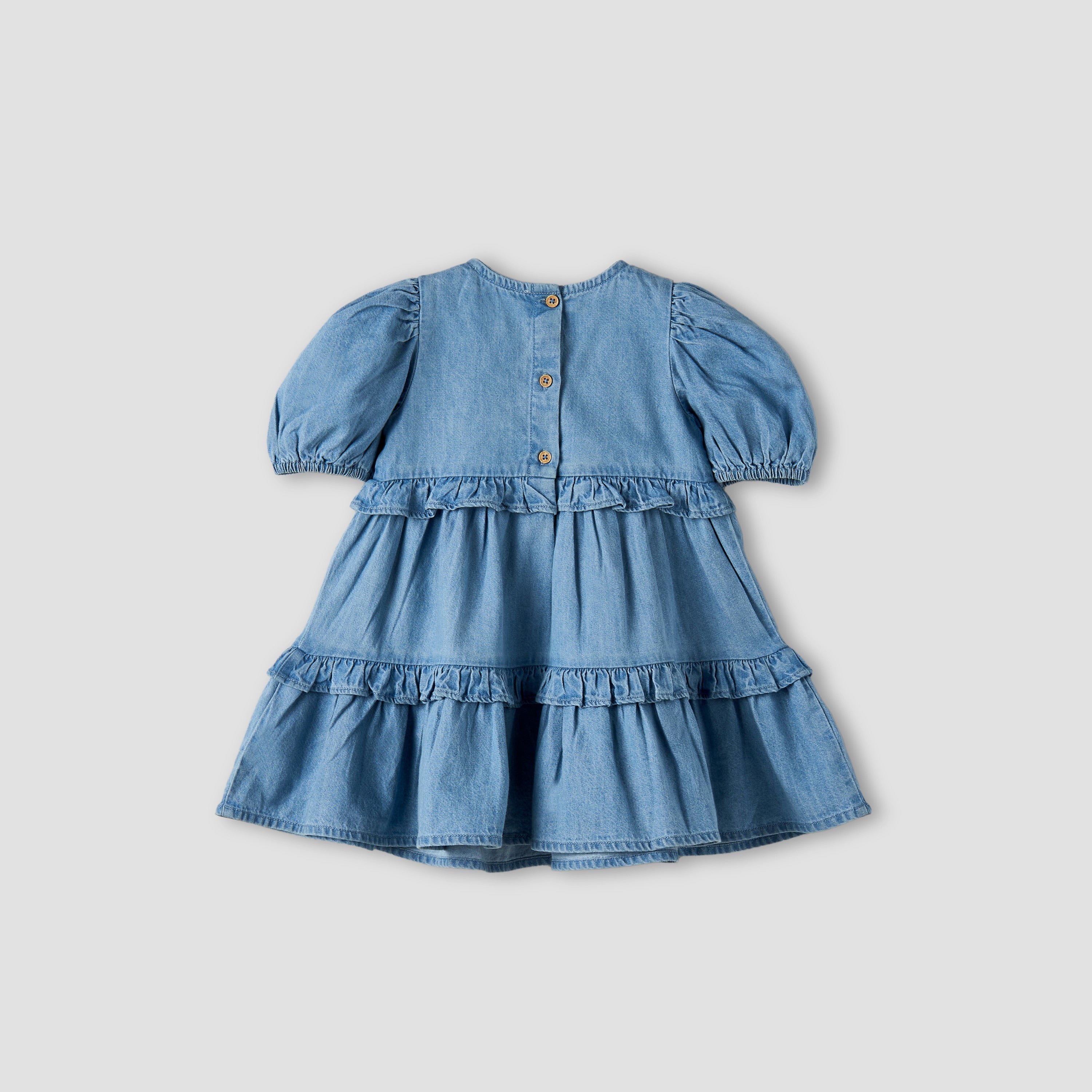 Juniors Round Neck Short Sleeves Tiered Dress with Headband