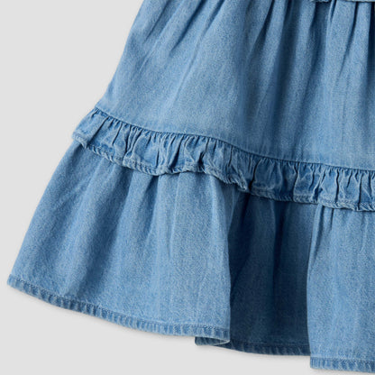 Juniors Round Neck Short Sleeves Tiered Dress with Headband