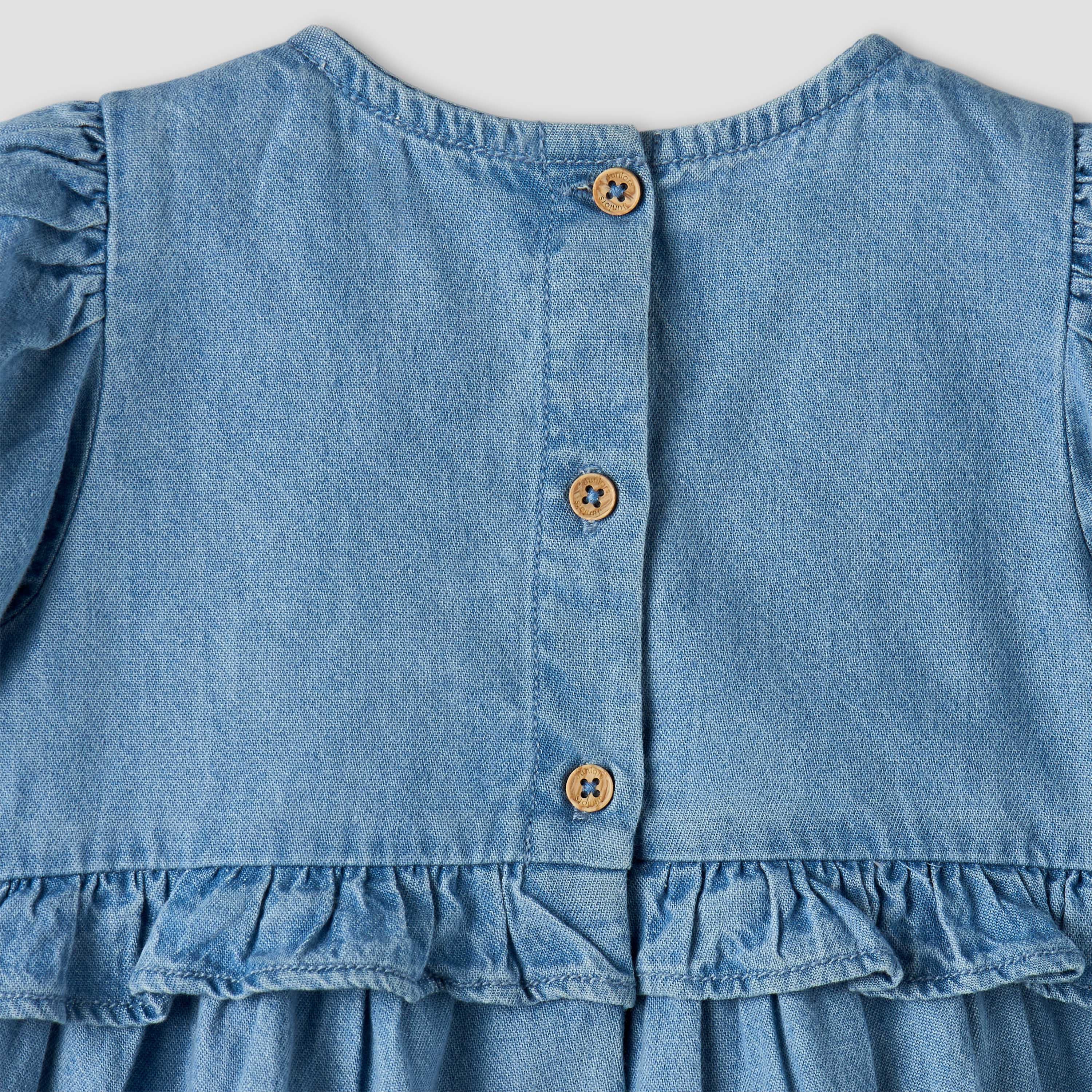 Juniors Round Neck Short Sleeves Tiered Dress with Headband