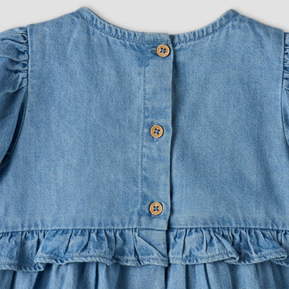 Juniors Round Neck Short Sleeves Tiered Dress with Headband