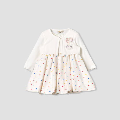 Juniors Round Neck Sleeveless Dress with Bolero Jacket - White / 12-18 mths