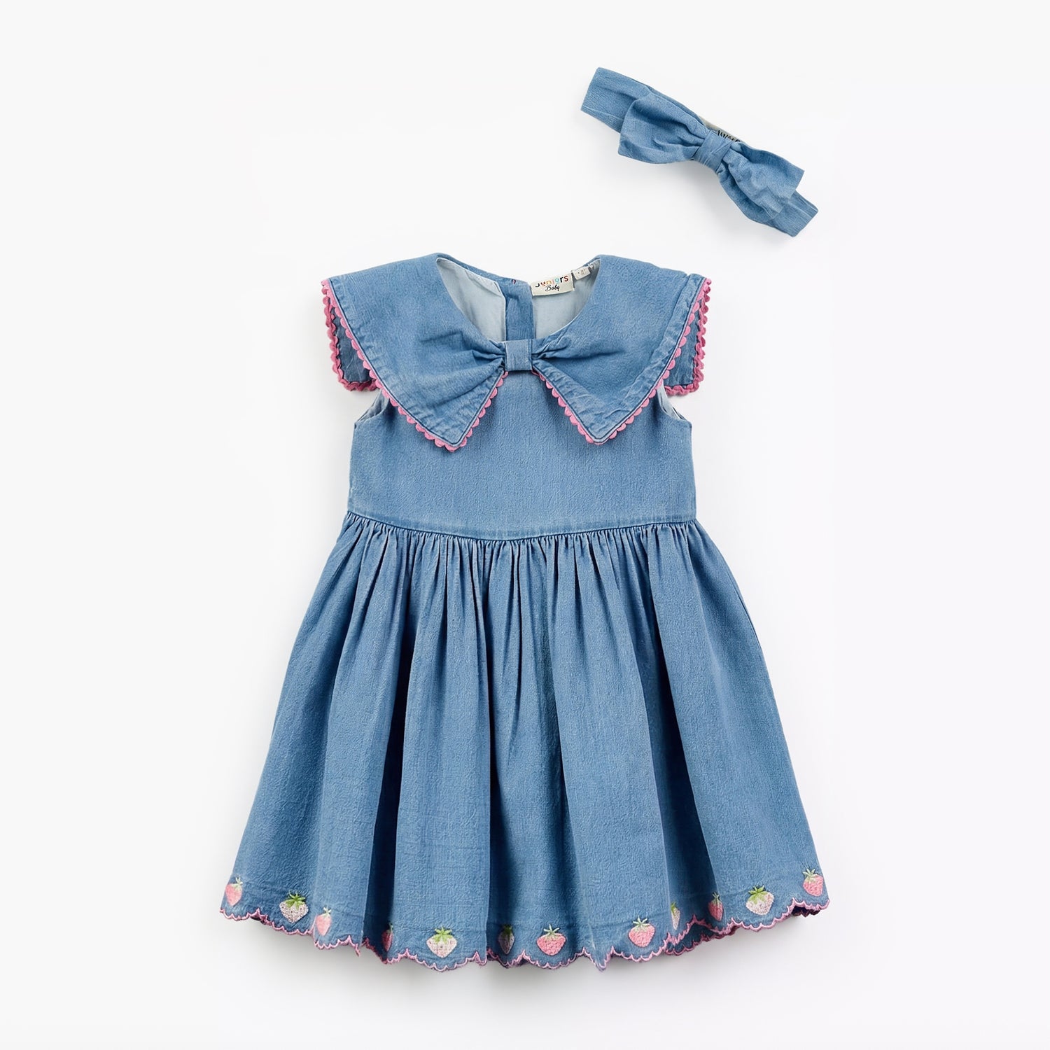 Juniors Collared Sleeveless A-line Dress with Headband