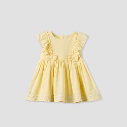 Juniors Round Neck Short Sleeves Knee Length A-line Dress with Headband