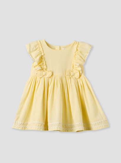 Juniors Round Neck Short Sleeves Knee Length A-line Dress with Headband-baby-girls-clothing-dressesandjumpsuits-image-3