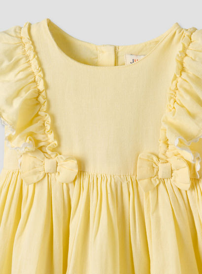 Juniors Round Neck Short Sleeves Knee Length A-line Dress with Headband-baby-girls-clothing-dressesandjumpsuits-image-6