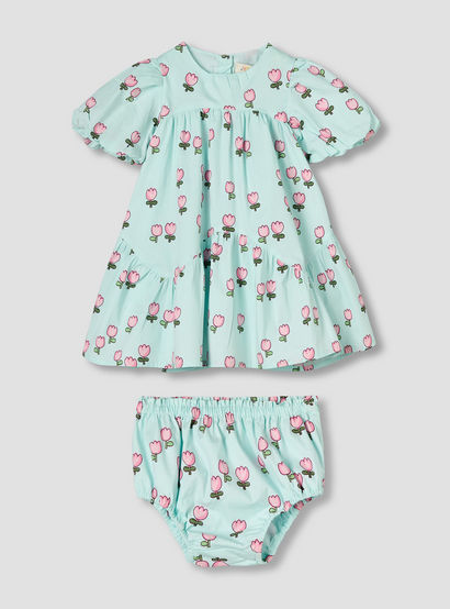 Juniors Round Neck Short Sleeves Dress with Bloomers-baby-girls-clothing-dressesandjumpsuits-image-1