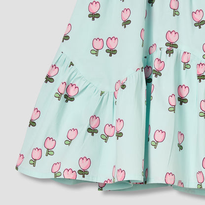 Juniors Round Neck Short Sleeves Dress with Bloomers
