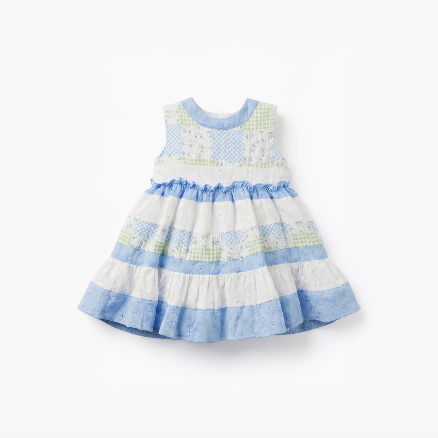 Juniors Round Neck Sleeveless Dress with Print - Blue / 12-18 mths