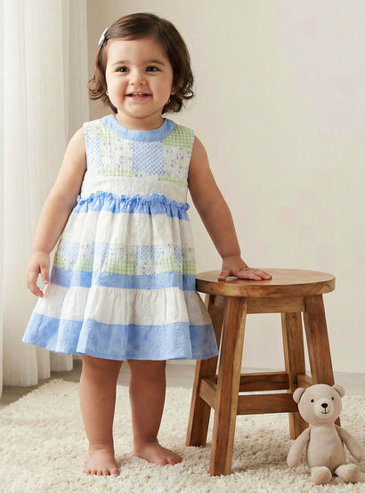 Juniors Round Neck Sleeveless Dress with Print-baby-girls-clothing-dressesandjumpsuits-image-1