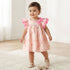 Juniors Square Neck Short Sleeves Dress with Floral Print - Pink / 18-24 mths