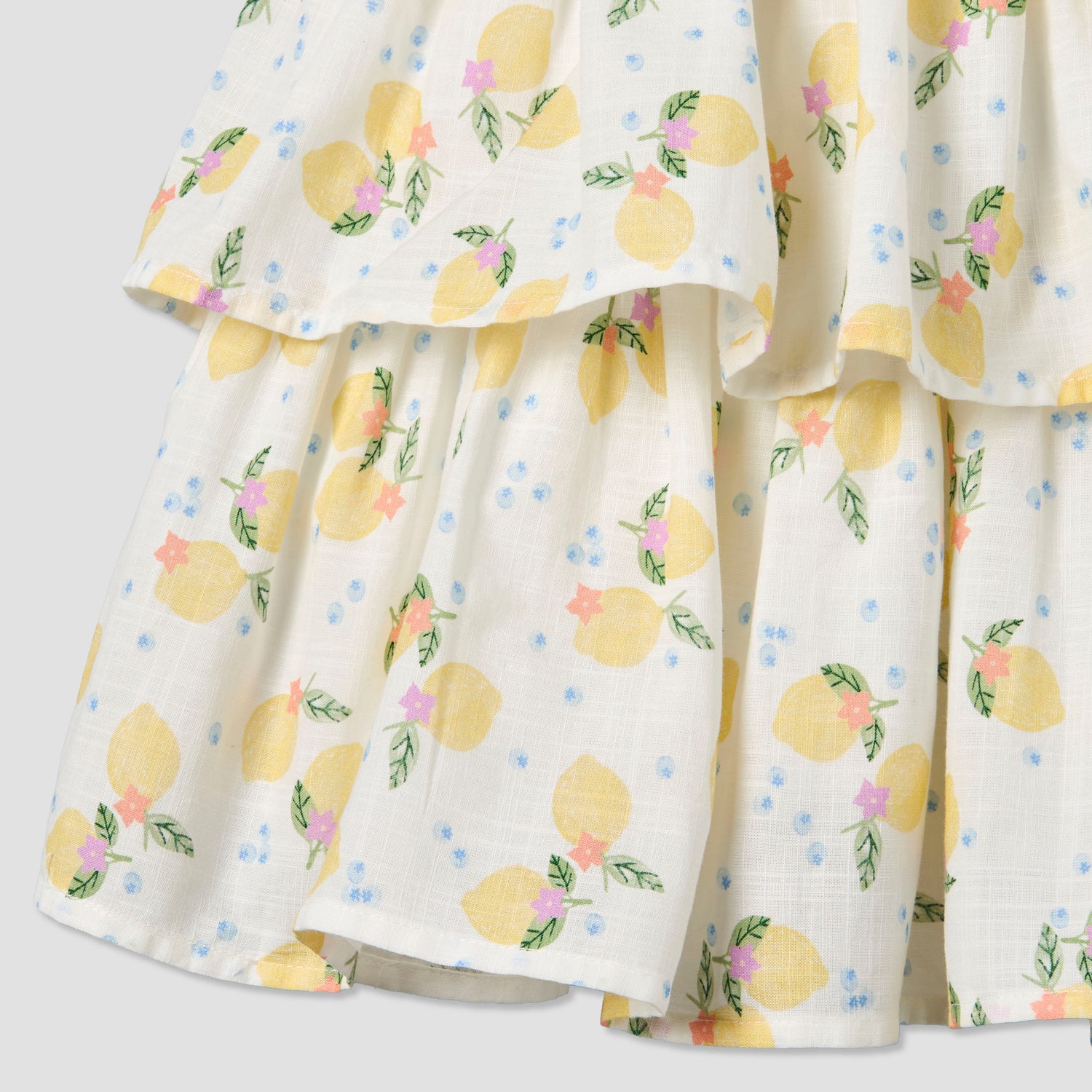 Juniors Round Neck Sleeveless A-line Dress with Lemon Print