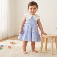 Juniors Collared Sleeveless Knee Length A-Line Dress with Striped Design-undefined-image-1