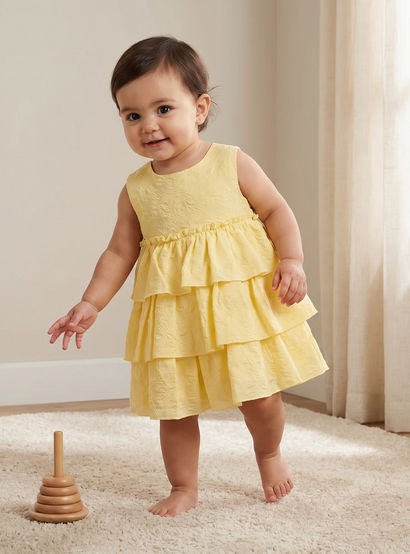 Juniors Round Neck Sleeveless Dress with Ruffles-baby-girls-clothing-dressesandjumpsuits-image-2