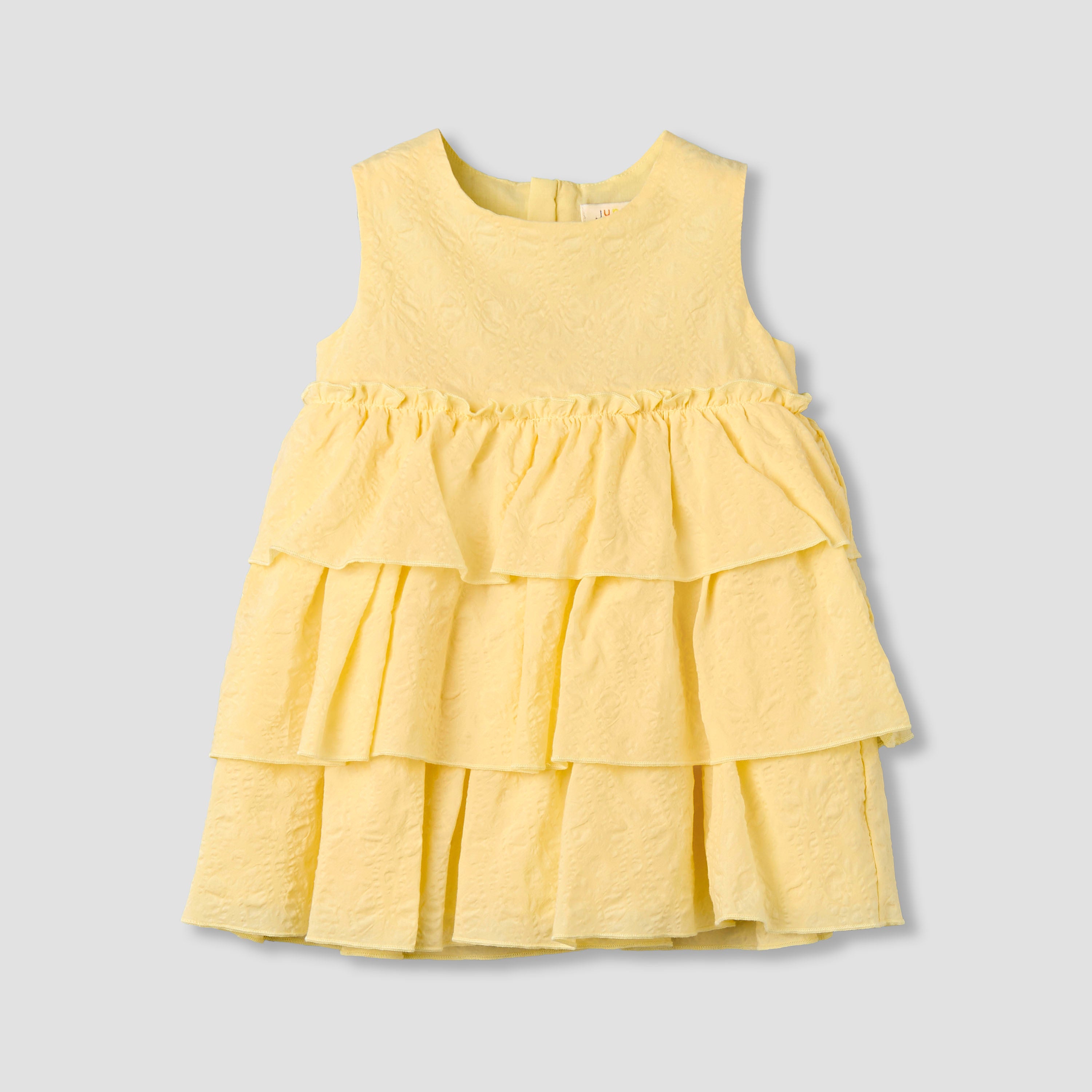 Juniors Round Neck Sleeveless Dress with Ruffles