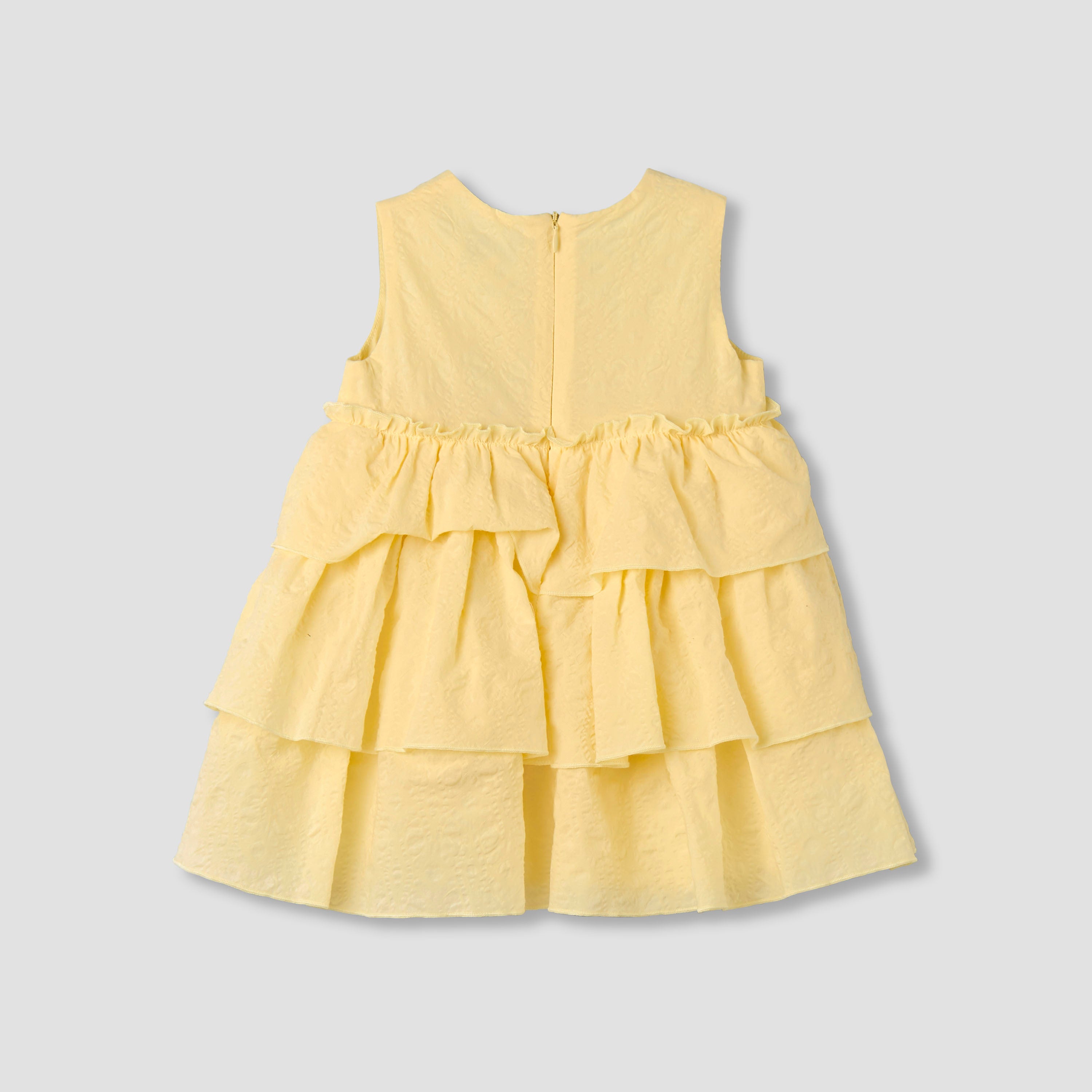Juniors Round Neck Sleeveless Dress with Ruffles