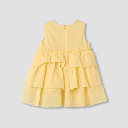 Juniors Round Neck Sleeveless Dress with Ruffles