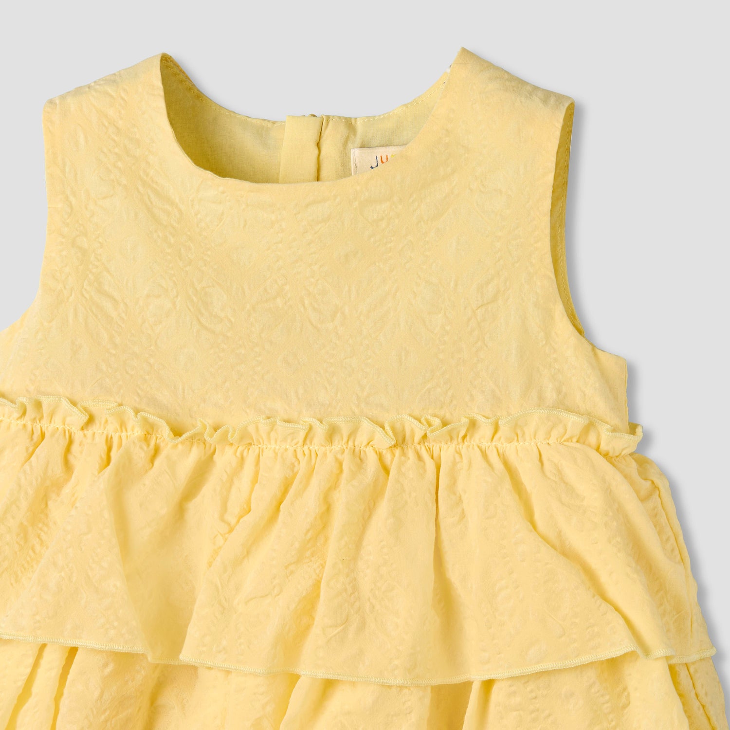 Juniors Round Neck Sleeveless Dress with Ruffles