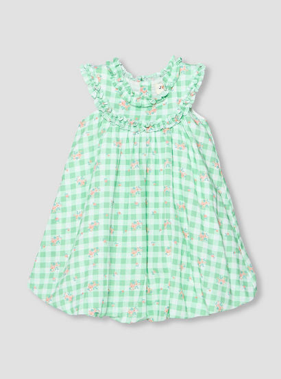 Juniors Round Neck Sleeveless A-line Dress with Checked and Floral Print-baby-girls-clothing-dressesandjumpsuits-image-2