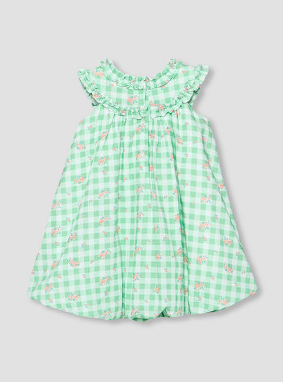 Juniors Round Neck Sleeveless A-line Dress with Checked and Floral Print-baby-girls-clothing-dressesandjumpsuits-image-3