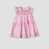 Juniors Round Neck Cap Sleeves Knee Length A-line Dress with Ruffle Trim - Pink / 24-36 mths
