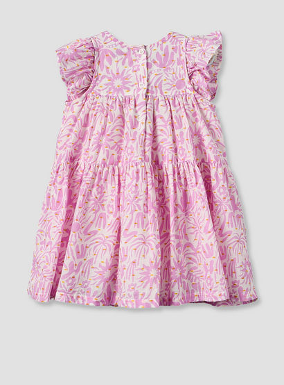 Juniors Round Neck Cap Sleeves Knee Length A-line Dress with Ruffle Trim-baby-girls-clothing-dressesandjumpsuits-image-2