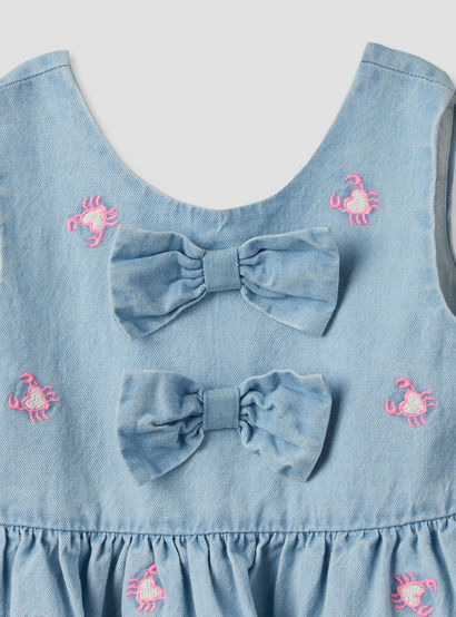 Juniors Round Neck Sleeveless Knee Length A-line Denim Dress with Headband-baby-girls-clothing-dressesandjumpsuits-image-6