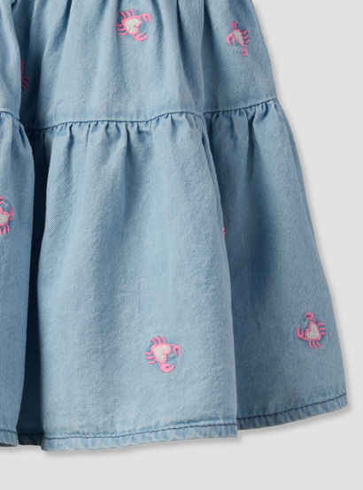 Juniors Round Neck Sleeveless Knee Length A-line Denim Dress with Headband-baby-girls-clothing-dressesandjumpsuits-image-7