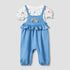 Juniors Round Neck Short Sleeves T-shirt and Dungaree Set with Giraffe Embroidery - Blue / 12-18 mths
