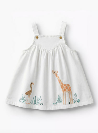Juniors Round Neck Short Sleeves T-Shirt and Pinafore with Safari Embroidery-baby-girls-clothing-dressesandjumpsuits-image-3