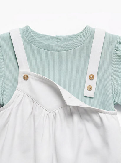 Juniors Round Neck Short Sleeves T-Shirt and Pinafore with Safari Embroidery-baby-girls-clothing-dressesandjumpsuits-image-5