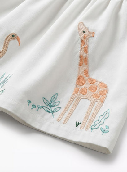 Juniors Round Neck Short Sleeves T-Shirt and Pinafore with Safari Embroidery-baby-girls-clothing-dressesandjumpsuits-image-6