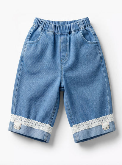 Juniors Round Neck Short Sleeves Top and Jeans Set with Bow Detail-baby-girls-clothing-setsandcoords-image-3