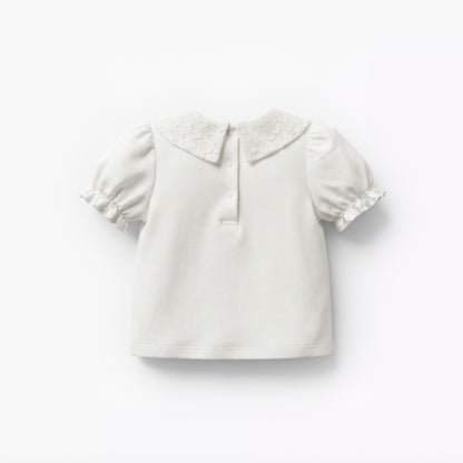 Juniors Round Neck Short Sleeves Top and Jeans Set with Bow Detail