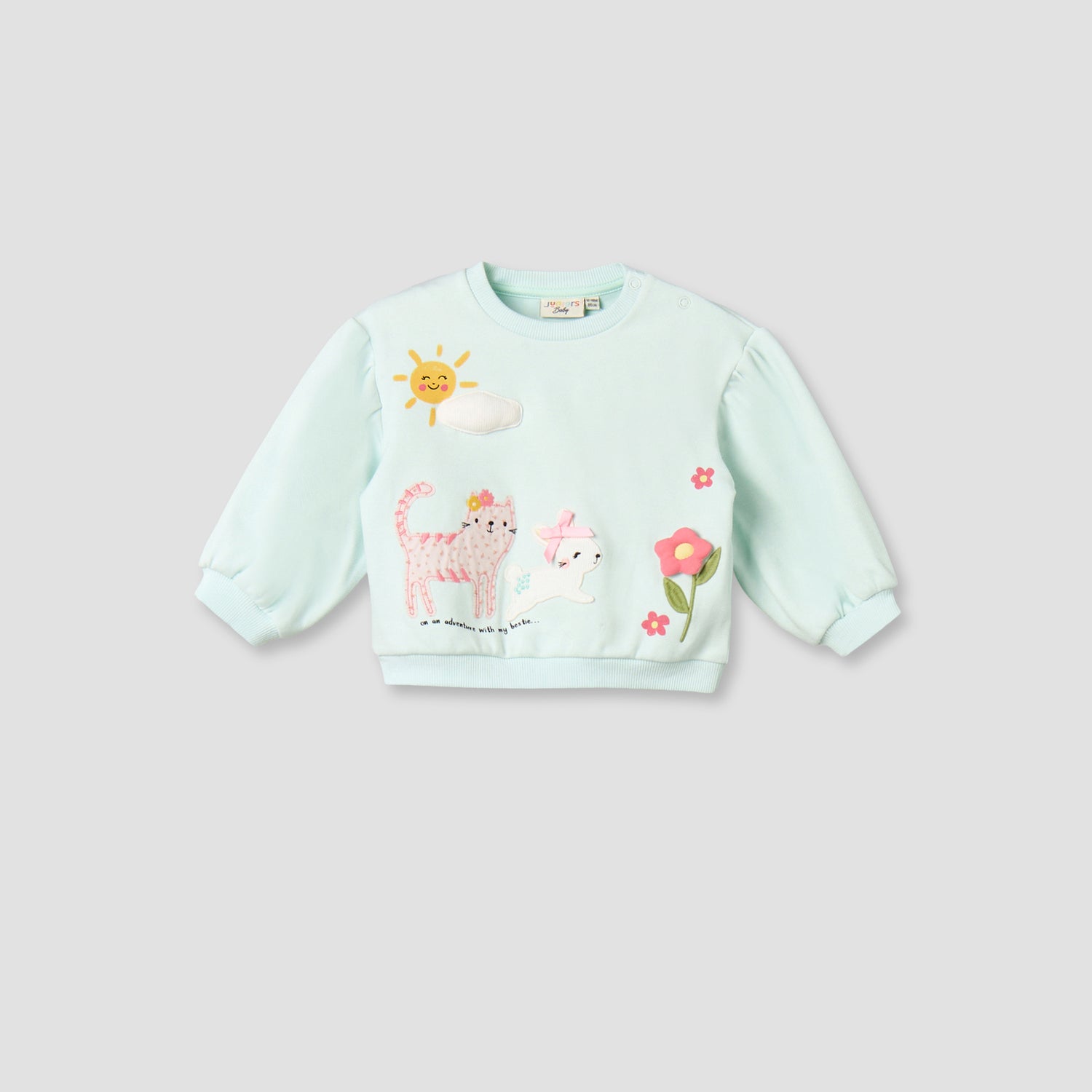 Juniors Crew Neck Long Sleeves Sweatshirt and Wide Leg Pants Set with Animal Applique