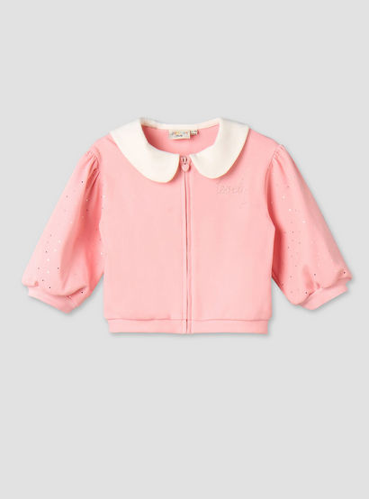 Juniors Peter Pan Collar Long Sleeves Jacket and Joggers Set with Zip Closure-baby-girls-clothing-setsandcoords-image-3