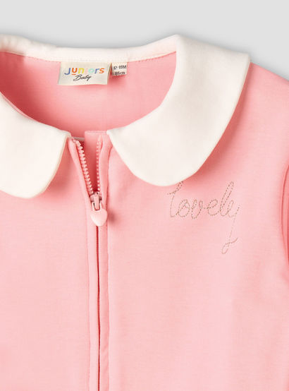 Juniors Peter Pan Collar Long Sleeves Jacket and Joggers Set with Zip Closure-baby-girls-clothing-setsandcoords-image-5