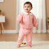 Juniors Peter Pan Collar Long Sleeves Jacket and Joggers Set with Zip Closure - Pink / 12-18 mths