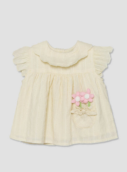 Juniors Round Neck Short Sleeves Top and Shorts Set with Floral Appique-baby-girls-clothing-setsandcoords-image-3