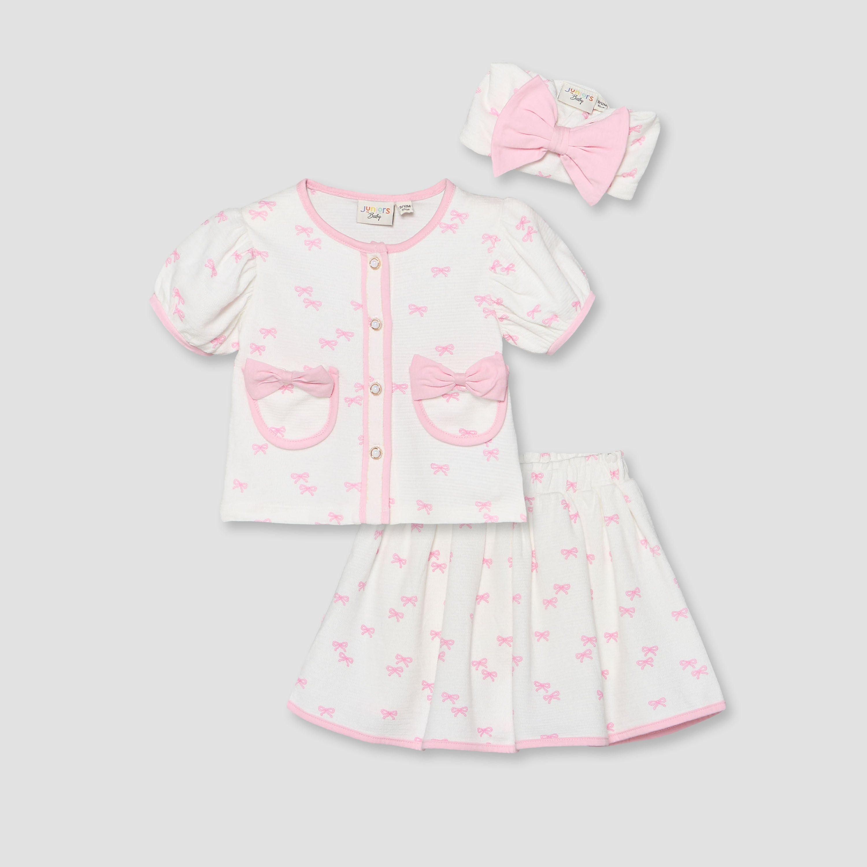 Set of 3 Juniors Clothing Gift Set with Bow Print - breadcrumb