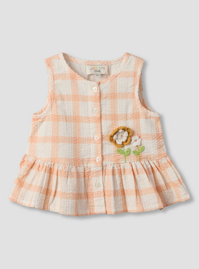 Juniors Round Neck Sleeveless Top and Shorts Set with Floral Applique-baby-girls-clothing-setsandcoords-image-3