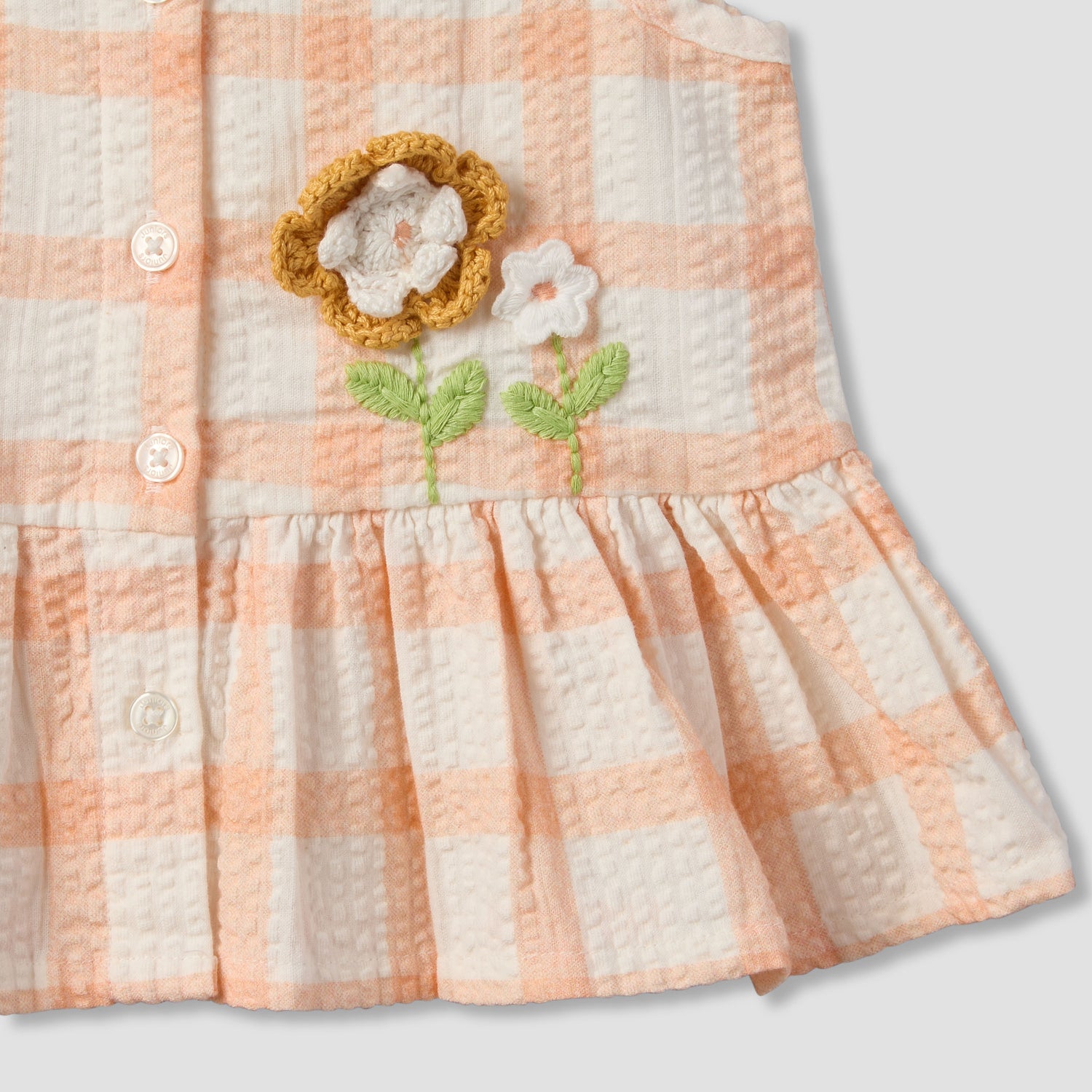 Juniors Round Neck Sleeveless Top and Shorts Set with Floral Applique