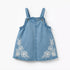 Juniors Square Neck Sleeveless Pinafore with Floral Embroidery - Blue / 12-18 mths