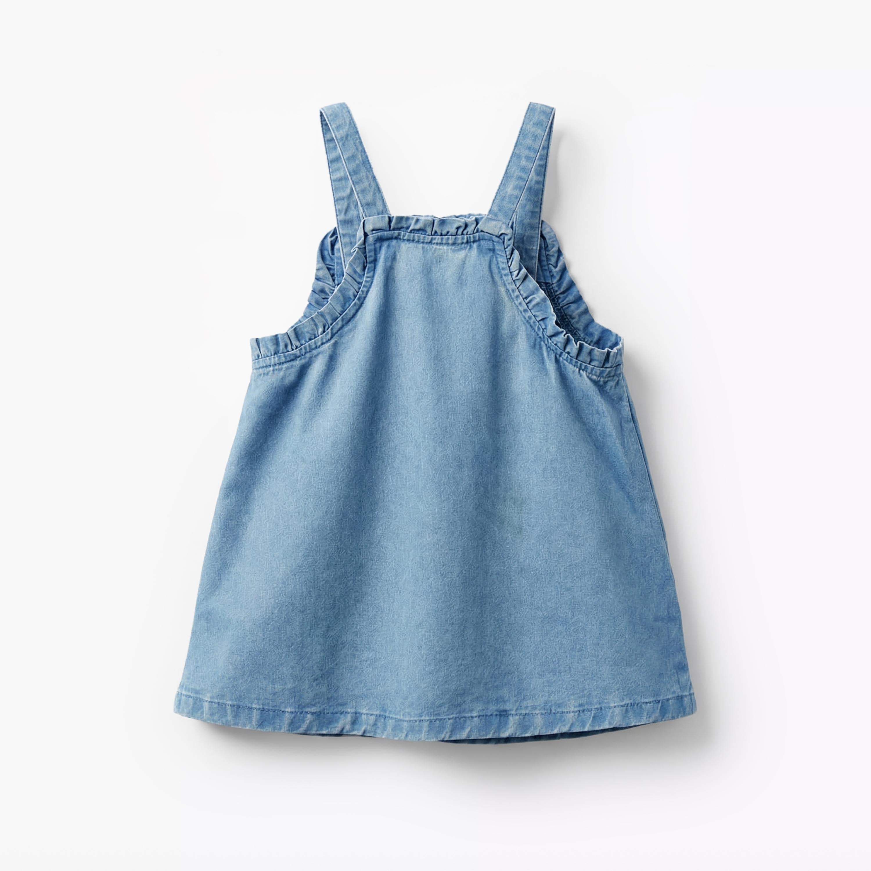 Juniors Square Neck Sleeveless Pinafore with Floral Embroidery
