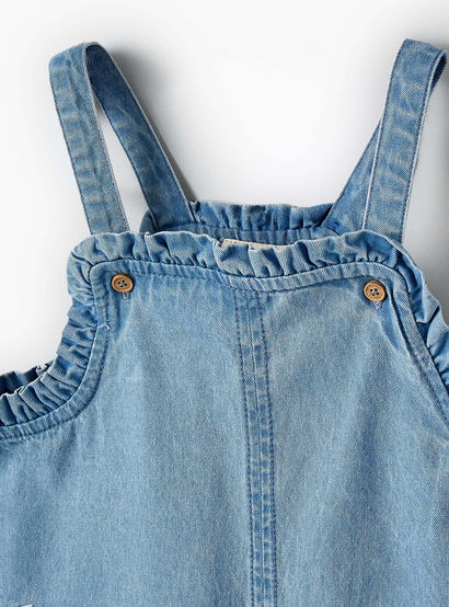 Juniors Square Neck Sleeveless Pinafore with Floral Embroidery-girls-clothing-dressesandjumpsuits-image-4