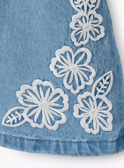 Juniors Square Neck Sleeveless Pinafore with Floral Embroidery-girls-clothing-dressesandjumpsuits-image-5