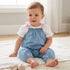 Juniors Square Neck Sleeveless Dungaree with Crab Embroidery - Blue / 24-36 mths