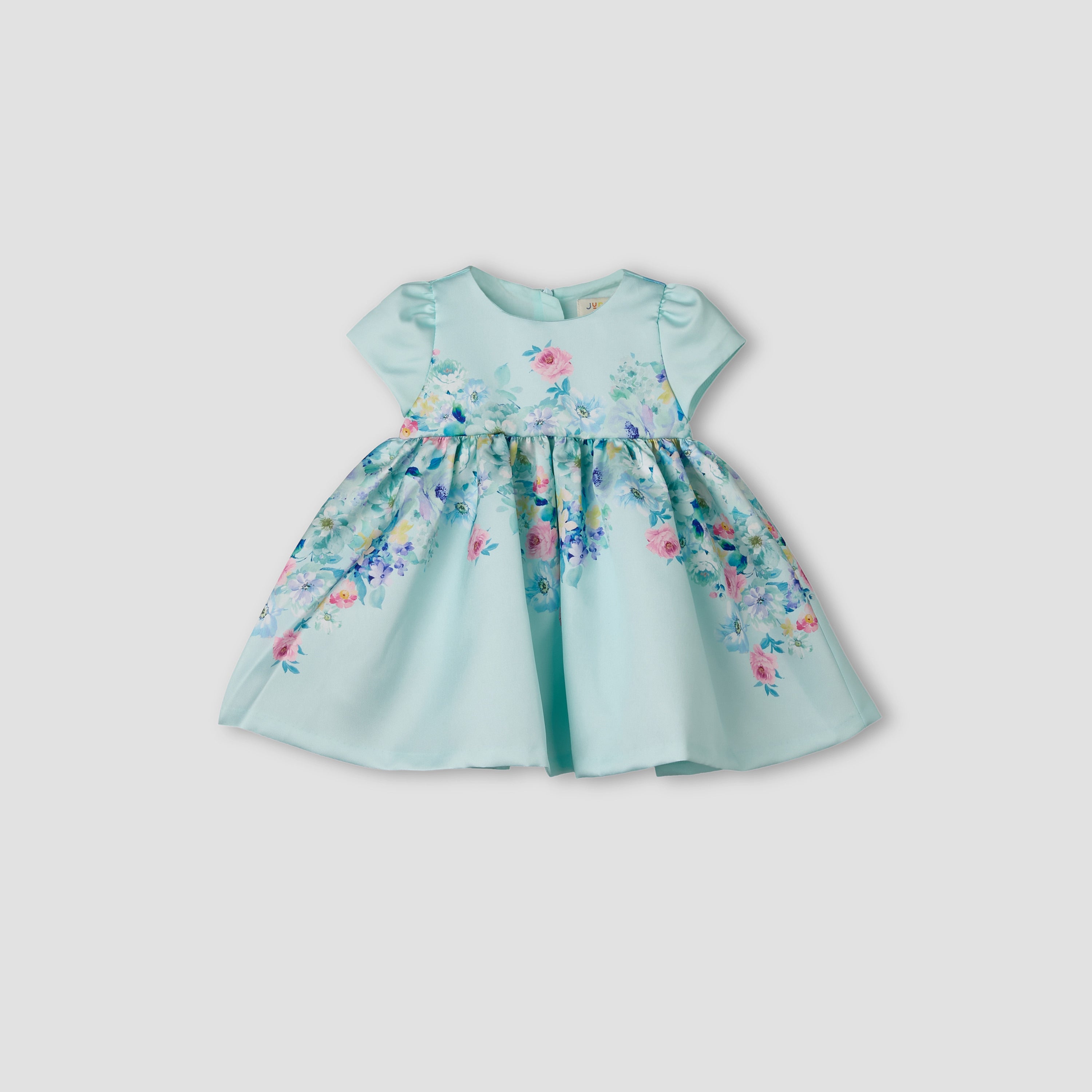 Junior Round Neck Short Sleeves Prom Dress with Bloomers