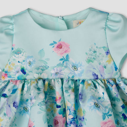 Junior Round Neck Short Sleeves Prom Dress with Bloomers