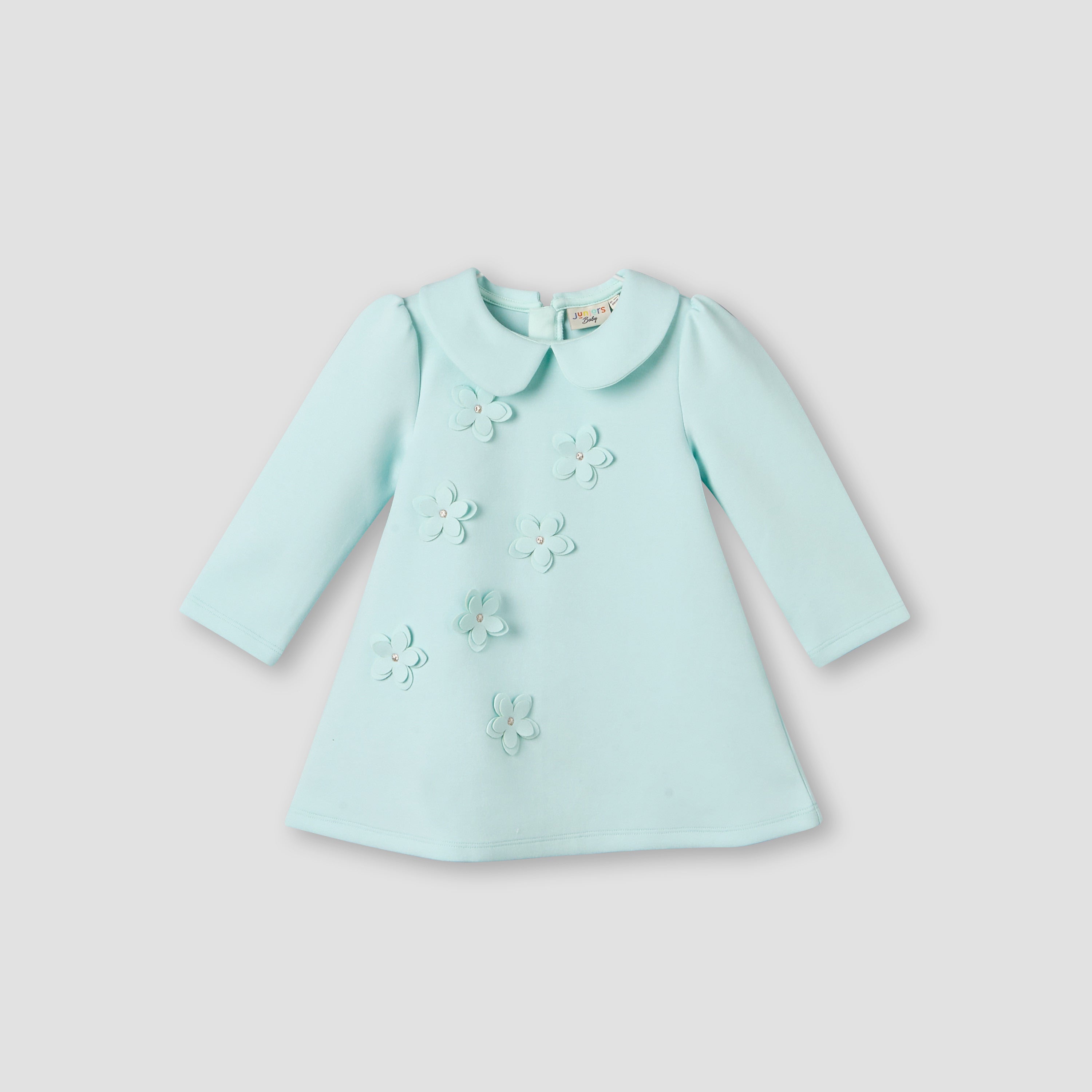 Juniors Peter Pan Collar Long Sleeves A-line Dress with Tights